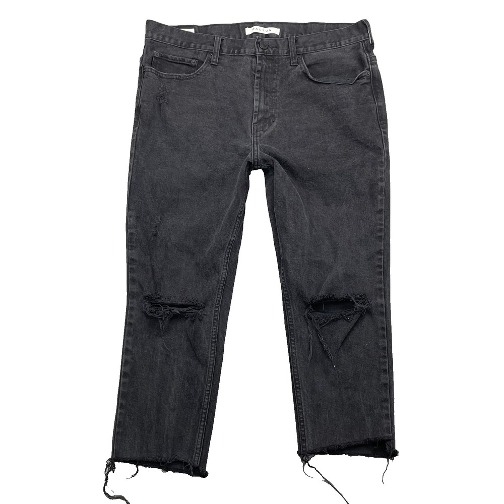 Pacsun Stacked Skinny Jeans Men's 33x21* Black Crop Indie Skater Academia Grunge